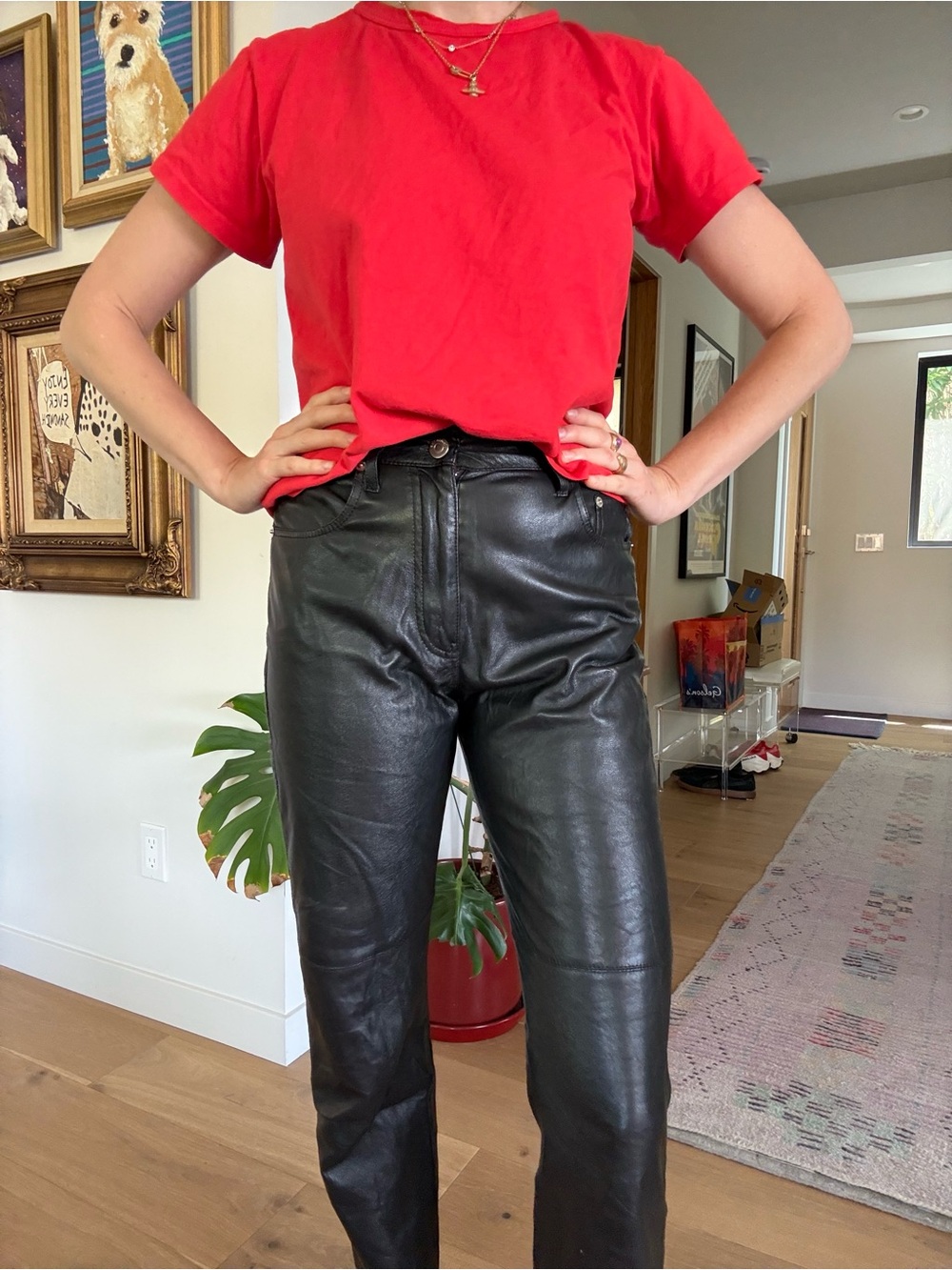 Nanushka Cropped Vegan Leather Pants.